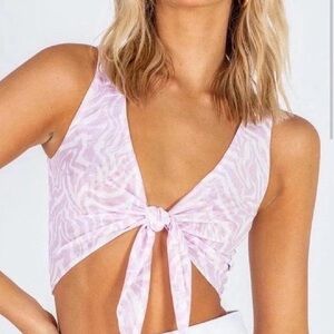 Princess Polly Pink Zebra Tie-Front Top
